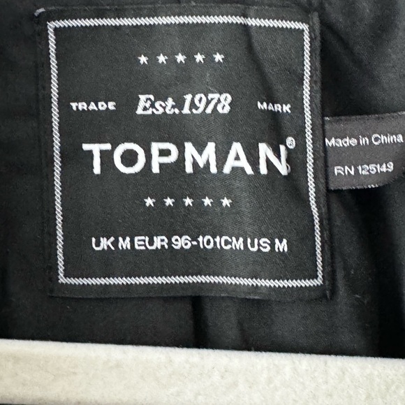 Top Man Plaid Gray Overcoat Wool Blend Slim Fit Size M - Picture 6 of 9